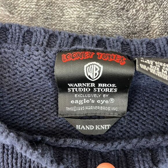 Vtg Warner Bros Eagles Eye Chunky Knitted Looney Tunes Christmas Sweater Sz M* - Picture 5 of 14